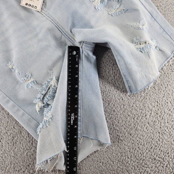 Judy Blue Shorts Womens Large Light Blue High Waist Distressed‎ Denim Raw Hem - Picture 11 of 16